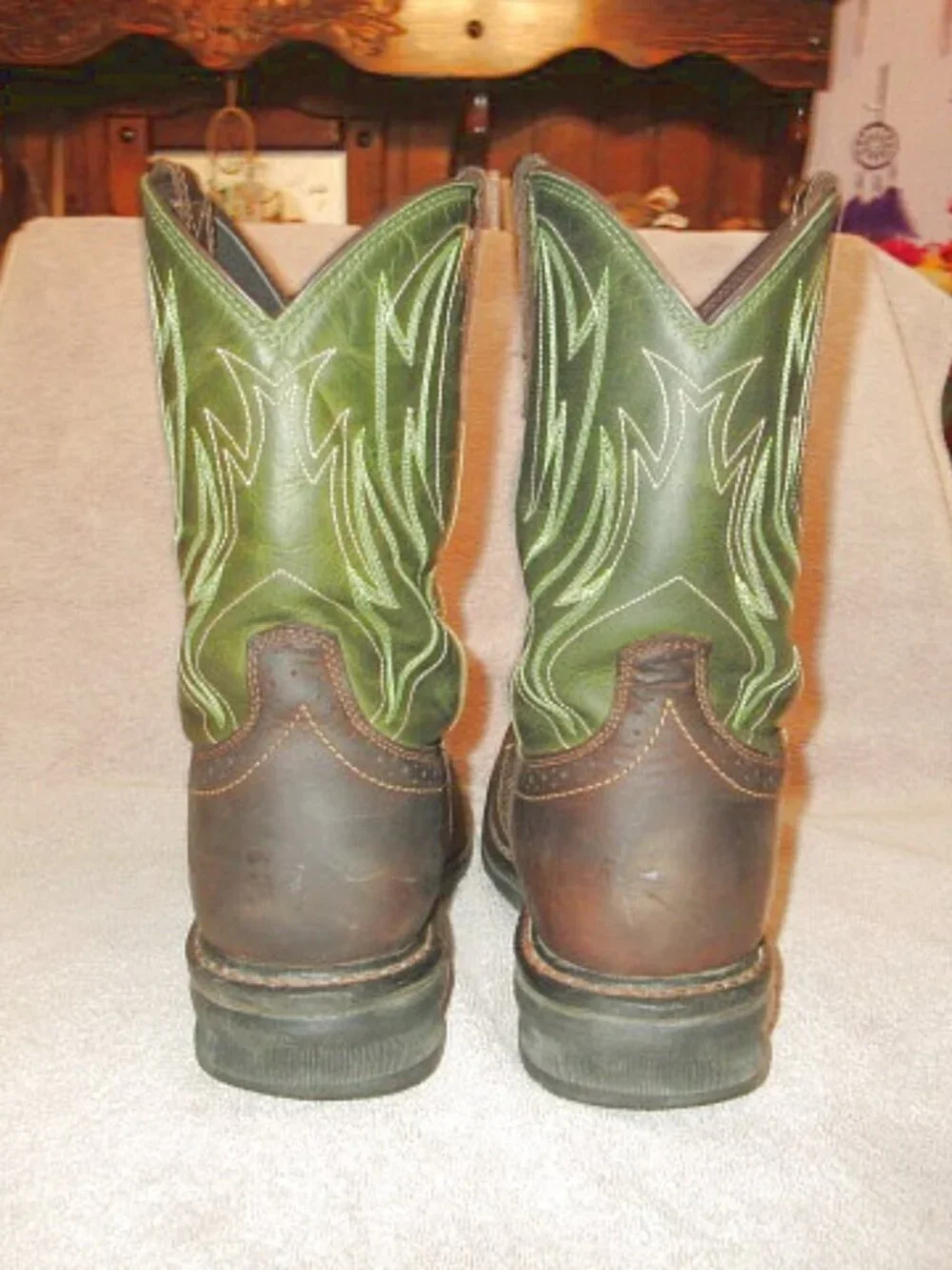 Ariat Sierra Shock Shield Steel Toe Work Boots Mens 12 D Green Leather Western